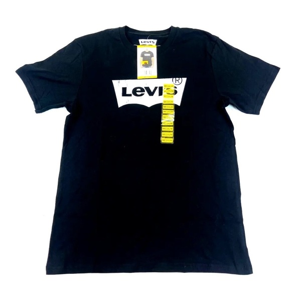 NEW Levis Shirt Mens Medium Black Short Sleeve Tee Logo Soft Stretch Casual NWT - Picture 1 of 3